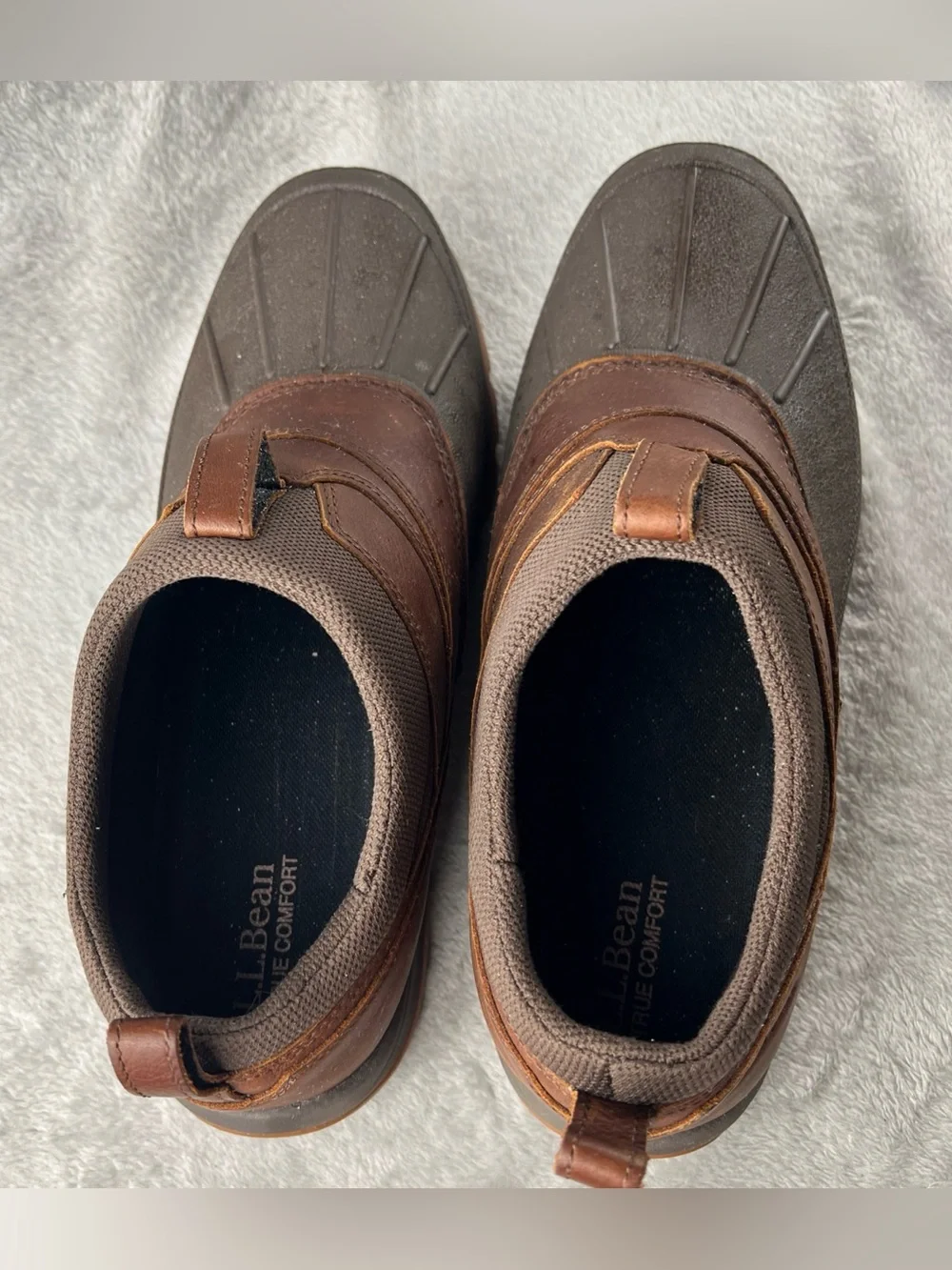 LL Bean TEK 2.5 Storm Chaser 507173 Low Slip on Dk Brown Leather Duck Boot 10.5